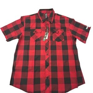 Burnside Men’s Red and Black Plaid‎ Smokehouse 2XL Shirt NWT